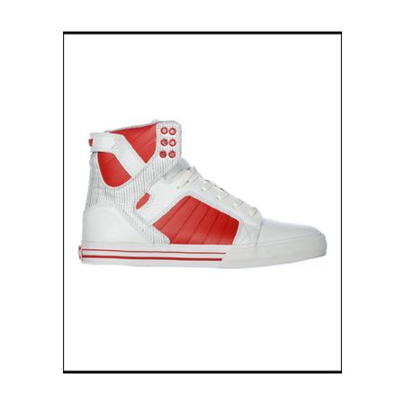 Supra Muska Skytop White, Red & Silver Shoe