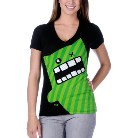 New Breed Party Monster V-Neck Black Tee Shirt