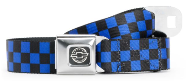 Buckle Down Chevy Checker Black & Blue Seatbelt Belt