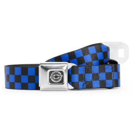 Buckle Down Chevy Checker Black & Blue Seatbelt Belt