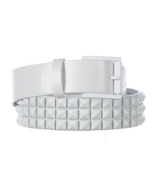 Empyre Main 3 Row White Pyramid Studded Belt