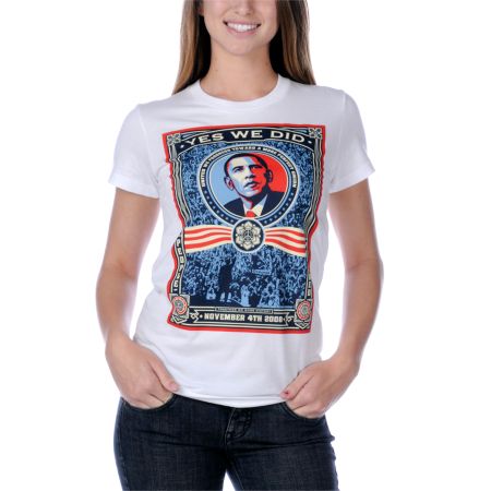 Obey Yes We Did Obama White Tee Shirt