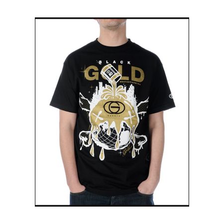 Gold Wheels Gold Black Tee Shirt