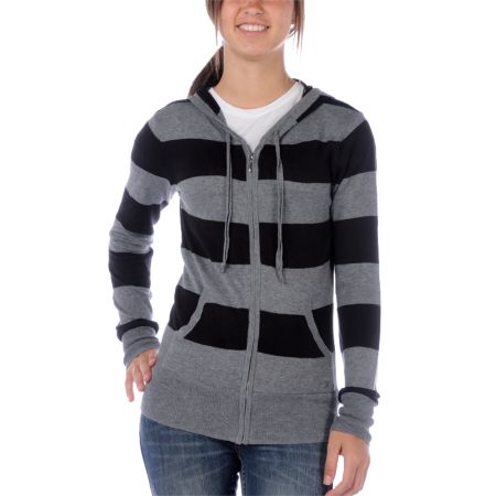 Hurley Girls Hartwell Stripe Black Sweater