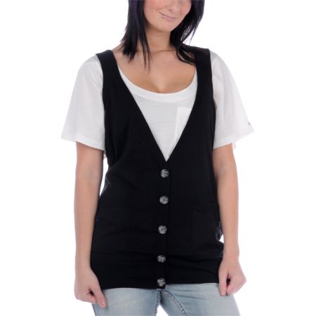 Hurley Girls Hartwell Solid Black Sweater Vest