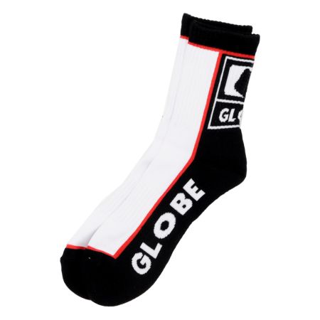 Globe Icon Black & Red Socks