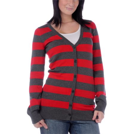 Empyre Girl Rewrite Stripe Red Cardigan