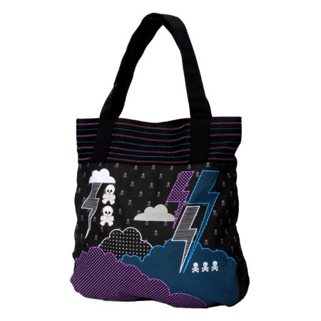 Loungefly Skull Lightning Black Tote