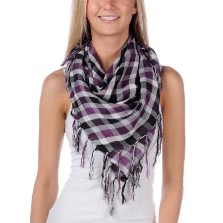 Tri-Coastal Plaid Square Purple Scarf