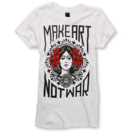 Obey Make Art Not War White Tee Shirt