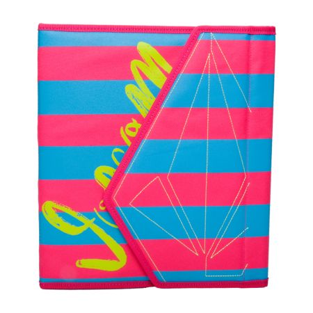 Volcom Girls Short Bus Pink & Blue Stripe Binder