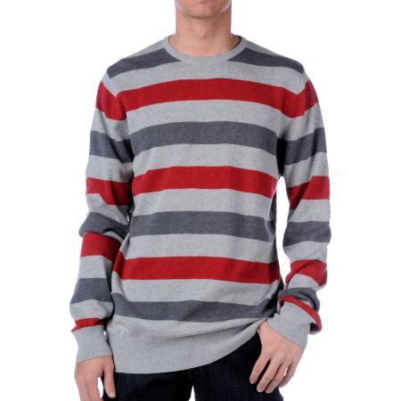 Empyre Phantom Grey Striped Crew Neck Sweater