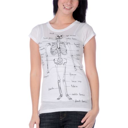 CDC Apparel Skeleton Anatomy White Tee Shirt