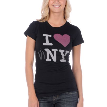 Word Of Mouth I Heart Vinyl Black Tee Shirt