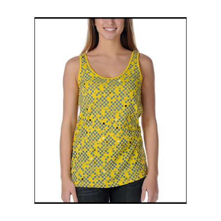 Volcom Girls Black Cobra Static Yellow Tank Top 