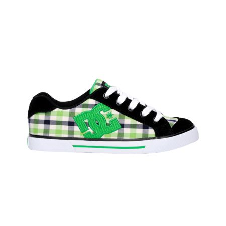 DC Shoes Chelsea Black, White & Green Plaid Shoe
