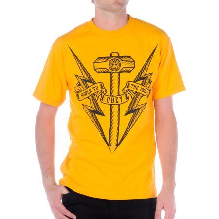 Obey Hammerbolt Yellow Tee Shirt