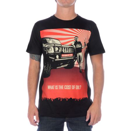 Obey Cost Of Oil Black Tee Shirt