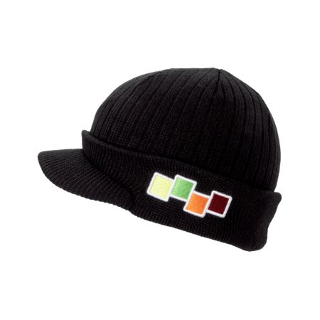 Four Square Icon Black Visor Beanie