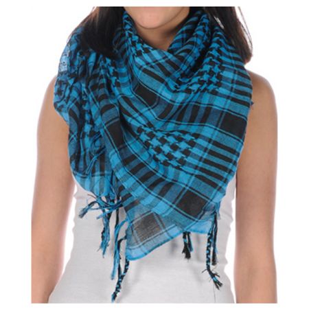 Fringe Check Black & Teal Square Scarf
