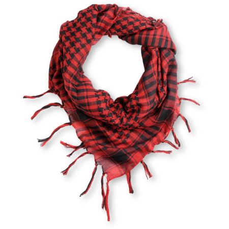 Fringe Check Black & Red Square Scarf