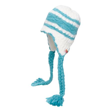 Roxy Rush Hour Earflap White & Teal Beanie