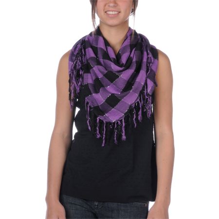 Tri-Coastal Big Check Black & Purple Scarf