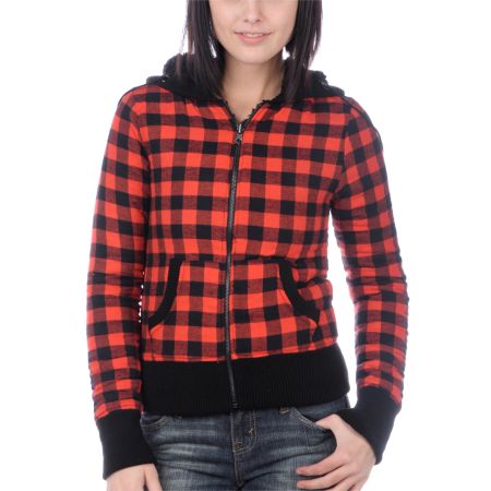 BB Dakota Blackcap Reversible Red Plaid Hoodie