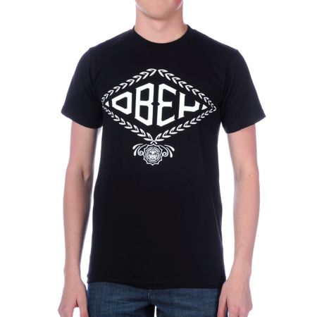 Obey Diamond Wreath Black Tee Shirt