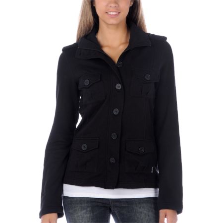 Volcom Girls Lock N Load Military Black Sweatshirt