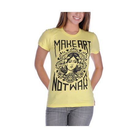 Obey Make Art Not War Yellow Tee Shirt