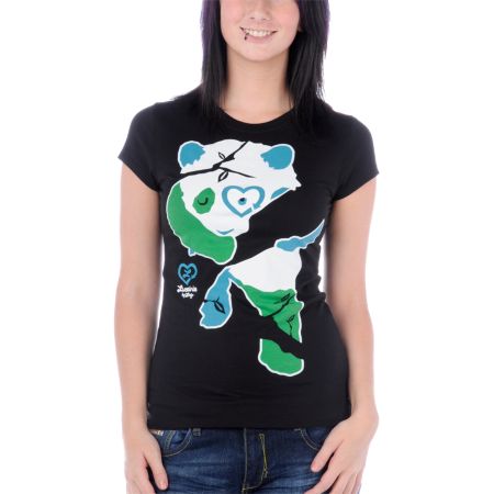 Luxirie Hang In Panda Black Tee Shirt