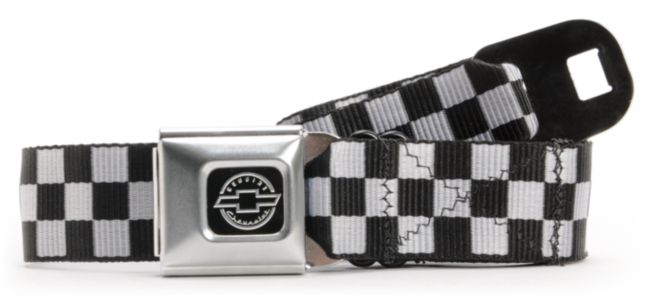 Buckle Down Chevy Black & White Check Seatbelt Belt