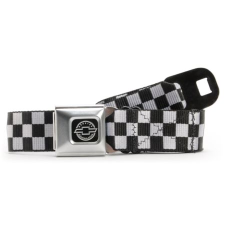 Buckle Down Chevy Black & White Check Seatbelt Belt