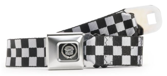 Buckle Down Cadillac Black & White Check Seatbelt Belt