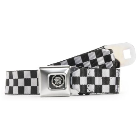 Buckle Down Cadillac Black & White Check Seatbelt Belt