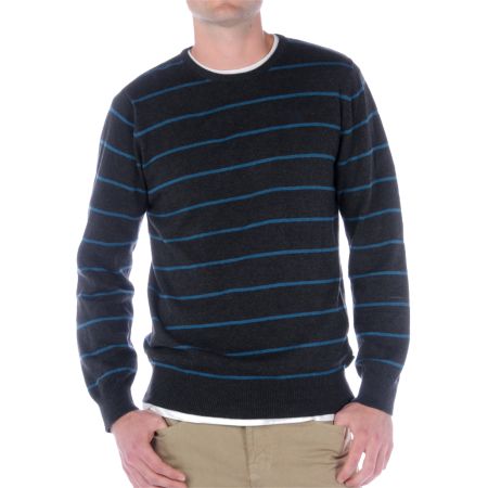 Empyre Phantom Charcoal & Blue Stripe Crew Neck Sweater