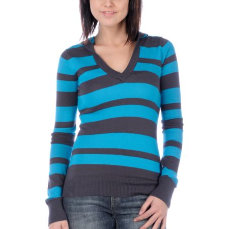 Empyre Girl Query Teal V-Neck Sweater