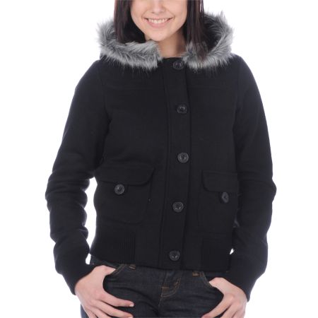 Empyre Girl Caption Black Bomber Jacket