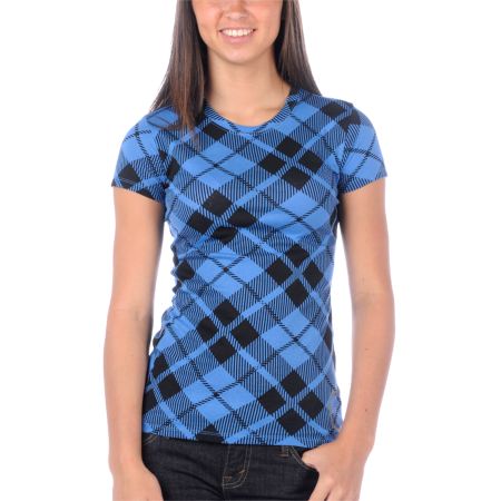 Empyre Girl Bysum Blue Plaid Tee Shirt