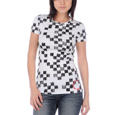 Empyre Girl Motley Check White Tee Shirt