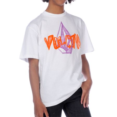 Volcom Boys Tilt O Whirl White Tee Shirt