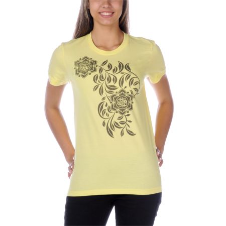 Obey Laced Up Yellow Tee Shirt