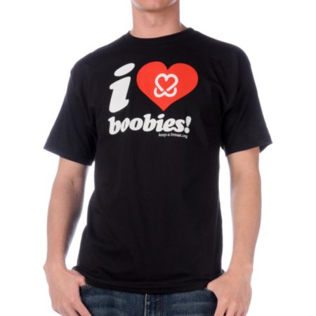 Keep A Breast Foundation I Love Boobies Black Tee Shirt