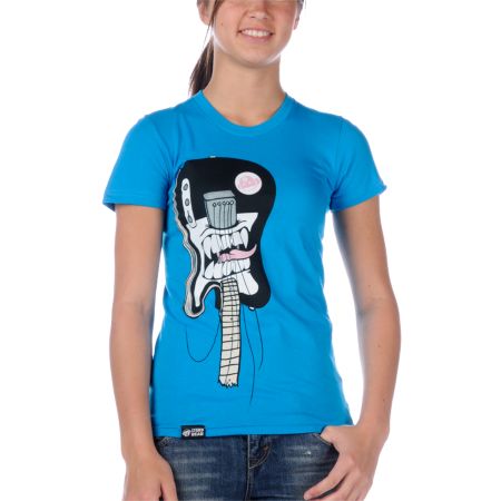 Stereo Bear Rockstar Guitar Teal Tee Shirt