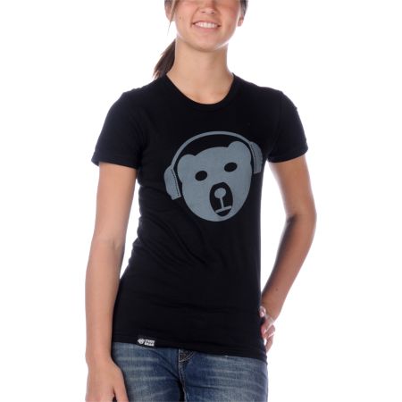 Stereo Bear Flavored Logo Black Tee Shirt