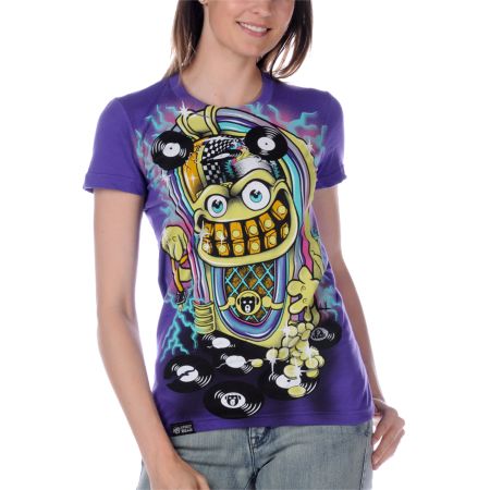 Stereo Bear Sassy Jukebox Purple Tee Shirt