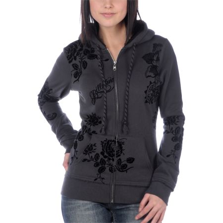 Billabong Girls Chantilly Flock Sherpa Charcoal Hoodie