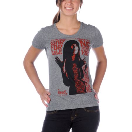 Obey War For Sale Track Grey Tee Shirt