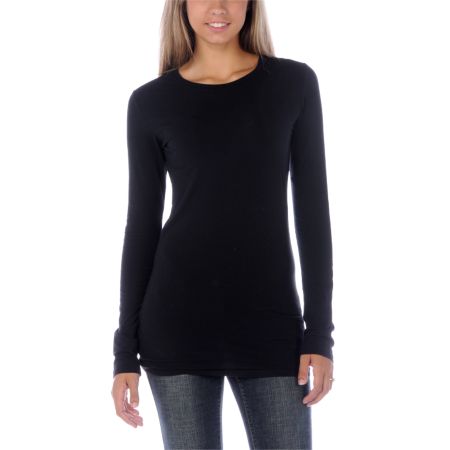 Zine Girls Long Sleeve Black Shirt